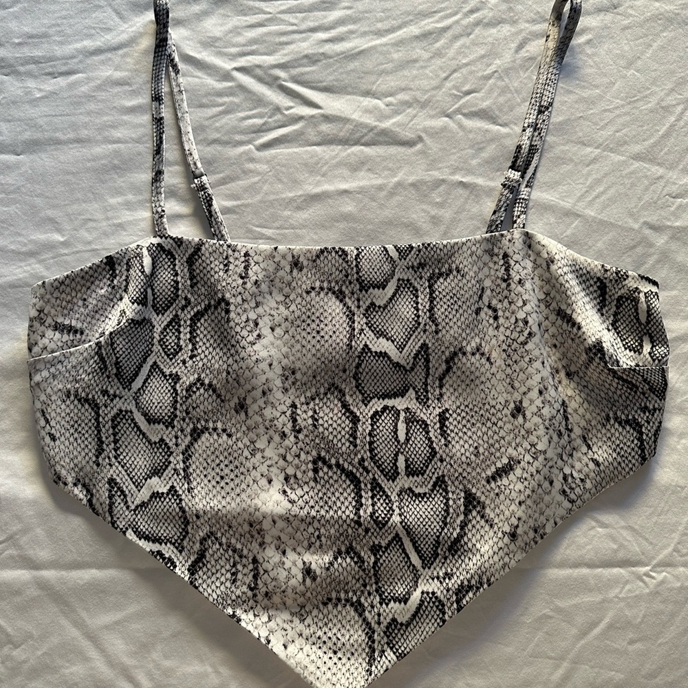 Forever 21 Size Large Silk Snakeskin Bandana Style Top